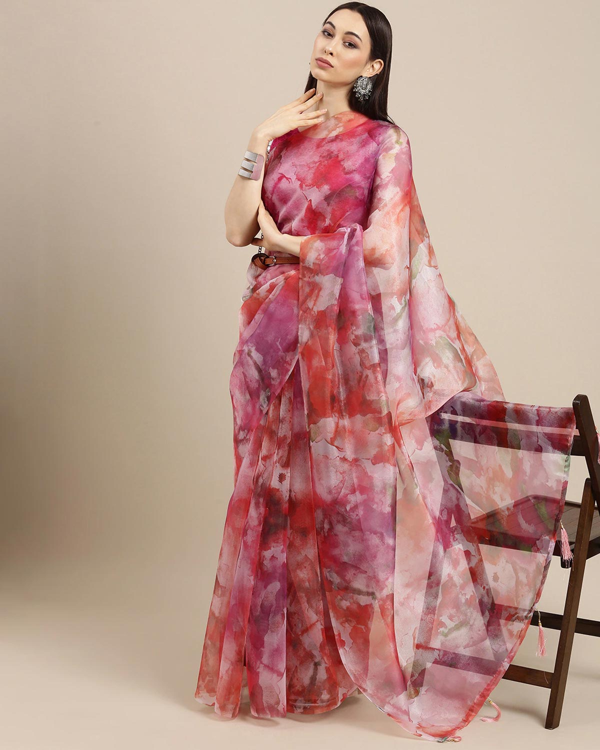Glowing Baby Pink Organza Silk Saree With Lissome Blouse Pie