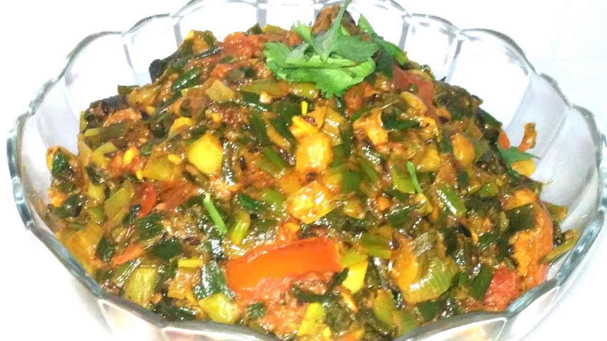 green onion sabji
