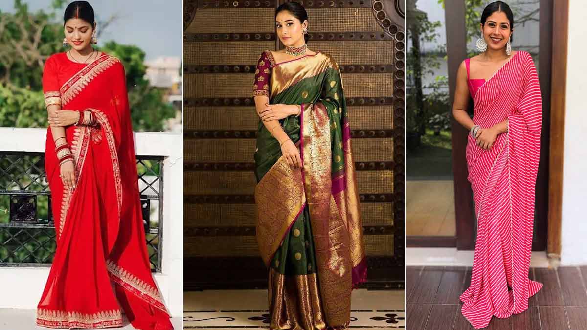 latest designs cheap saree for karwa chauth