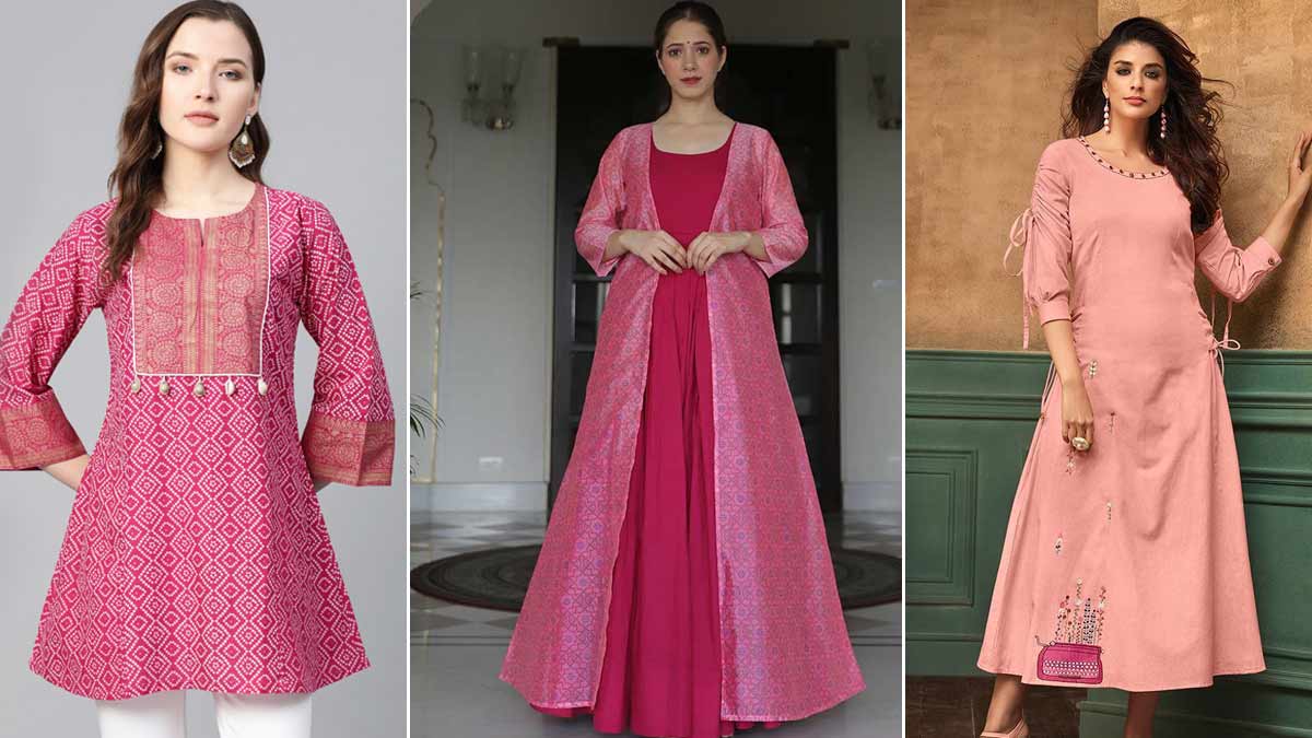 Pink Kurti Designs कुर्ती डिजाइन Pink Color Ki Sasti Kurti latest
