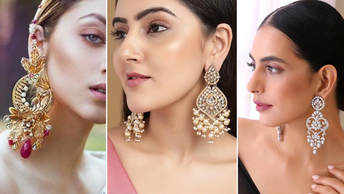 Women's Traditional Gold Plated Chandbali Kundan & Pearl Earring Set w –  Trendia