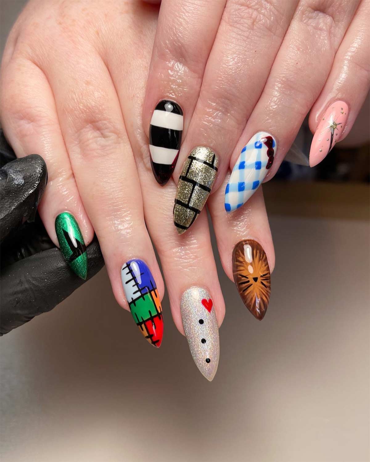 multiple colour nail art