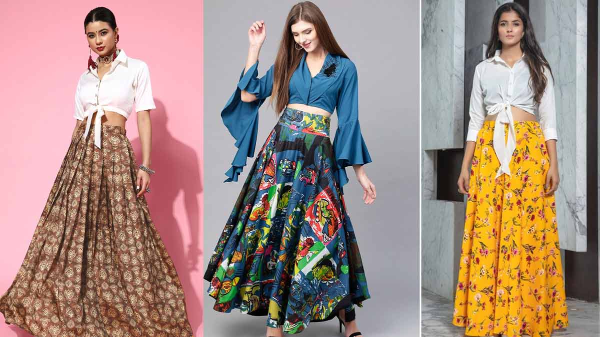 Long skirt shop ke upar top