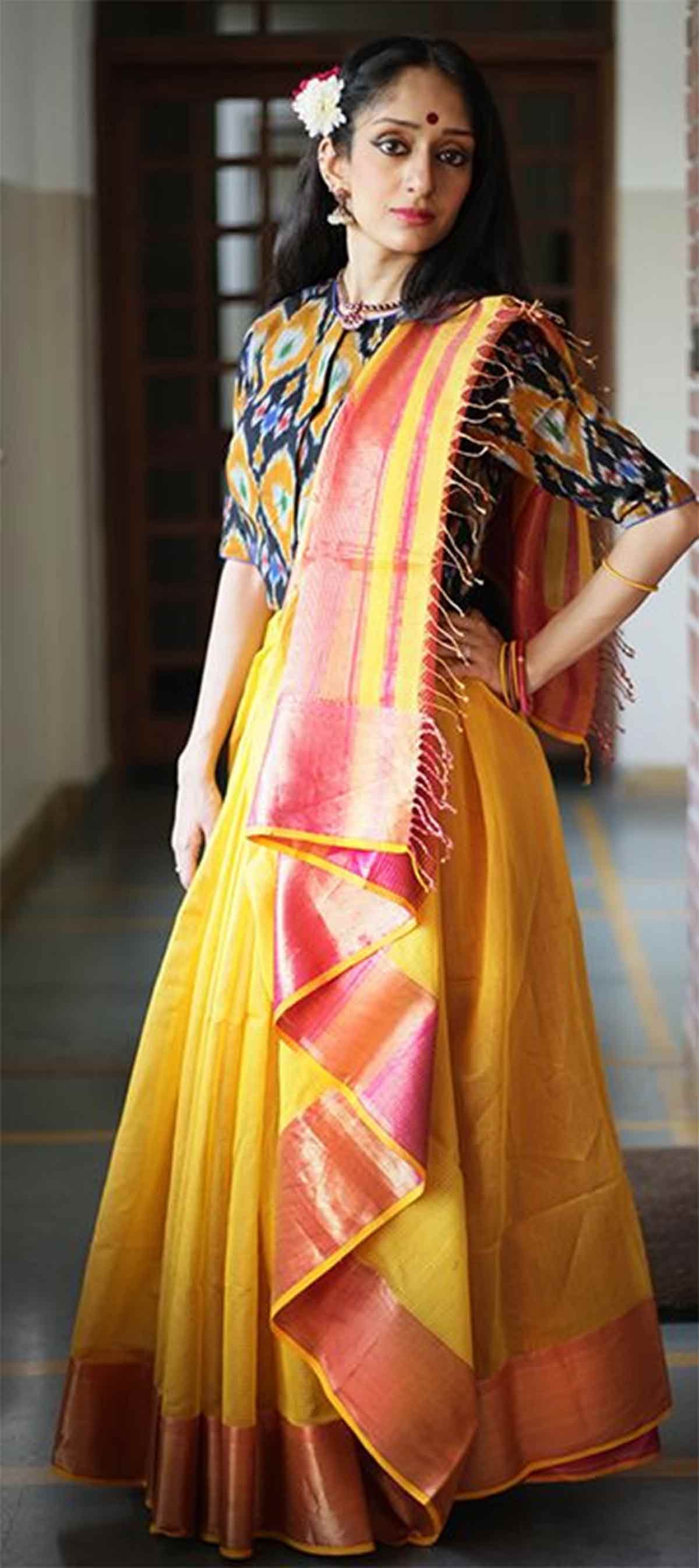 yellow saree style