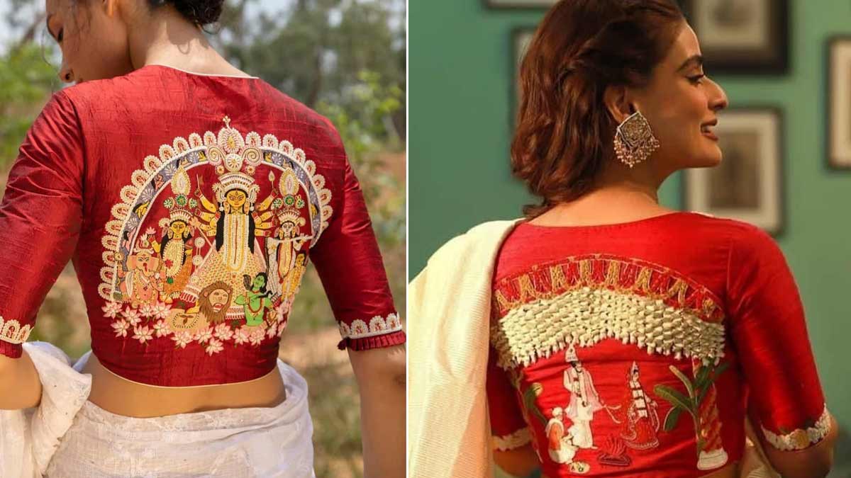 Back Neck Blouse Design For Bengali Saree
