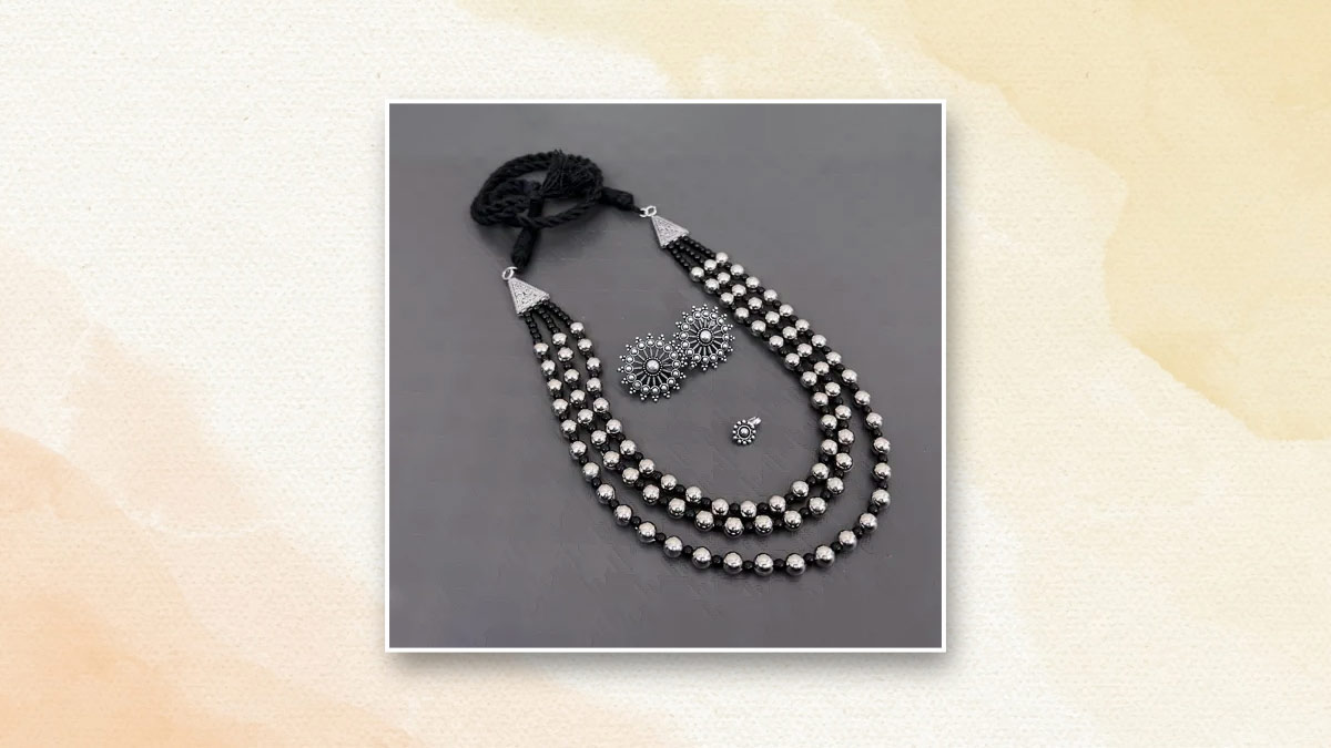 Black And Silver Necklace Set