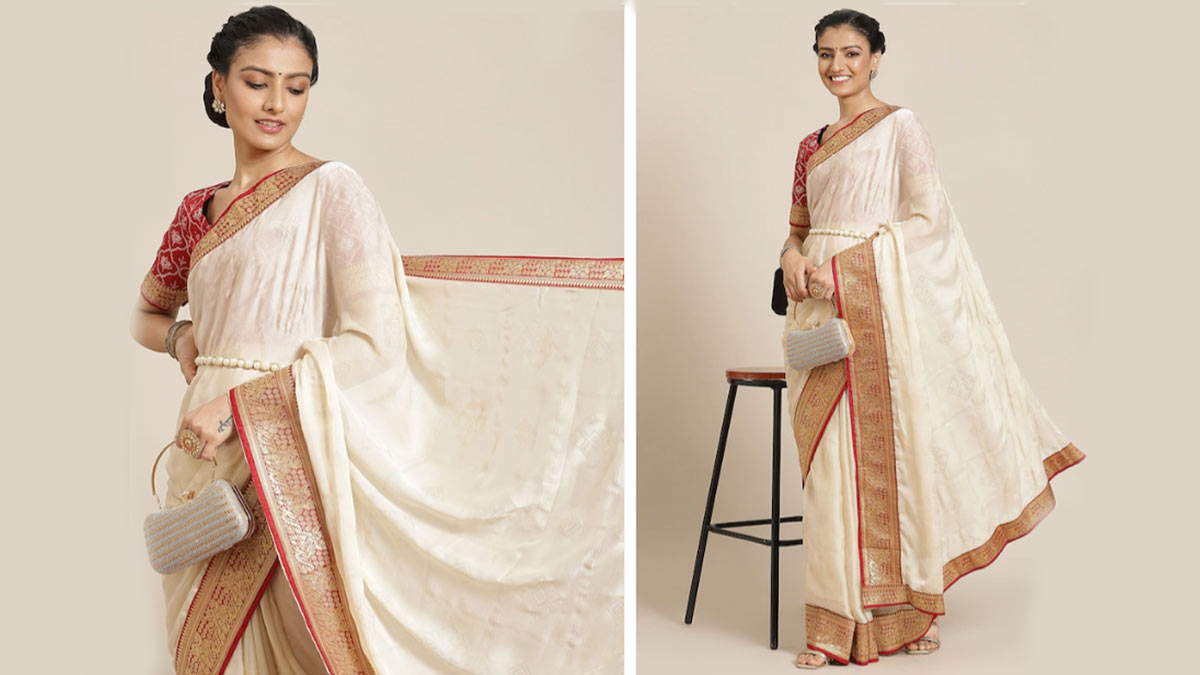 Golden Border Silk Bengali Saree