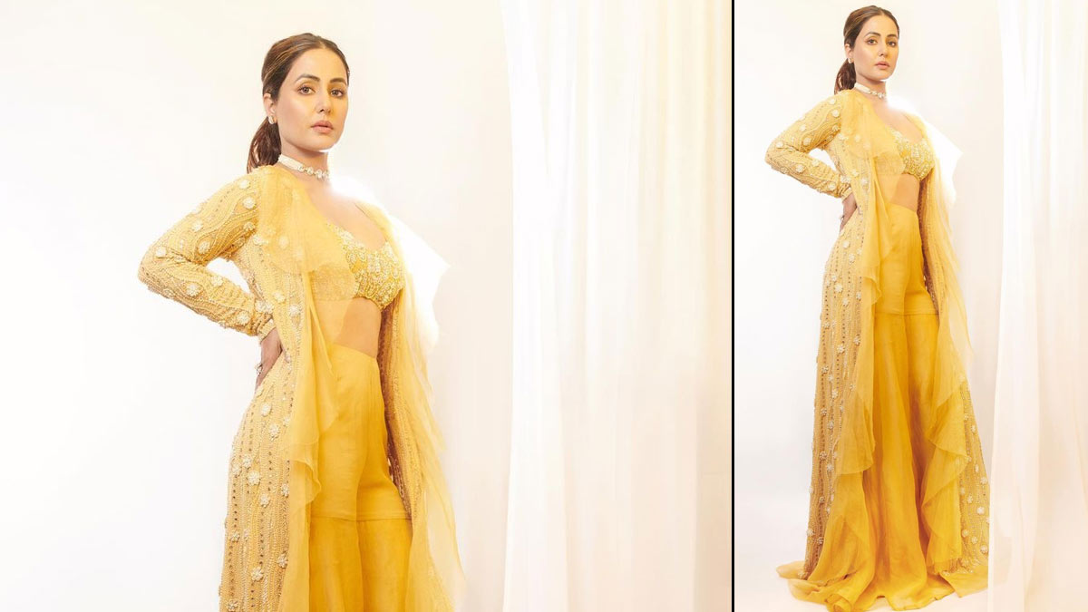 Hina Khan In Ruffle Shrug And Sharara Set