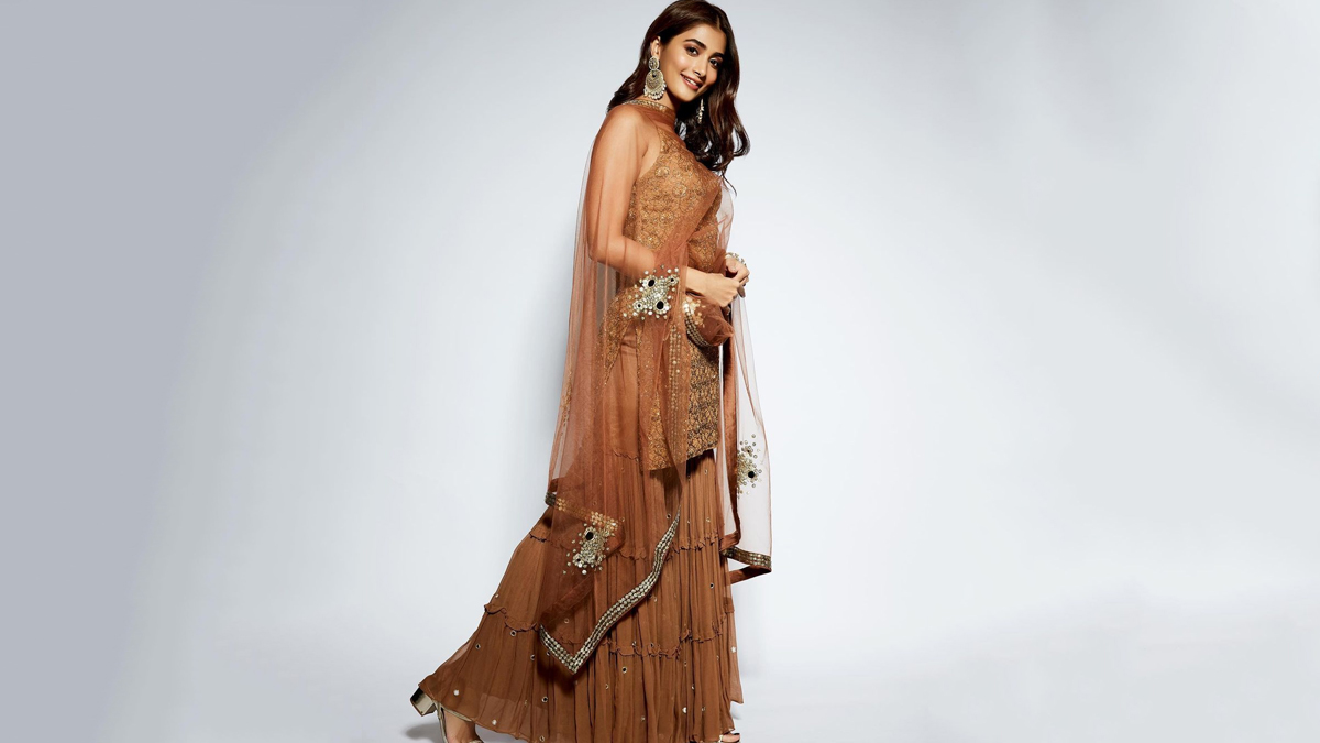 brown navratri outfit