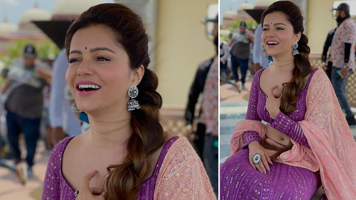 how to carry purple lehnga in traditional look