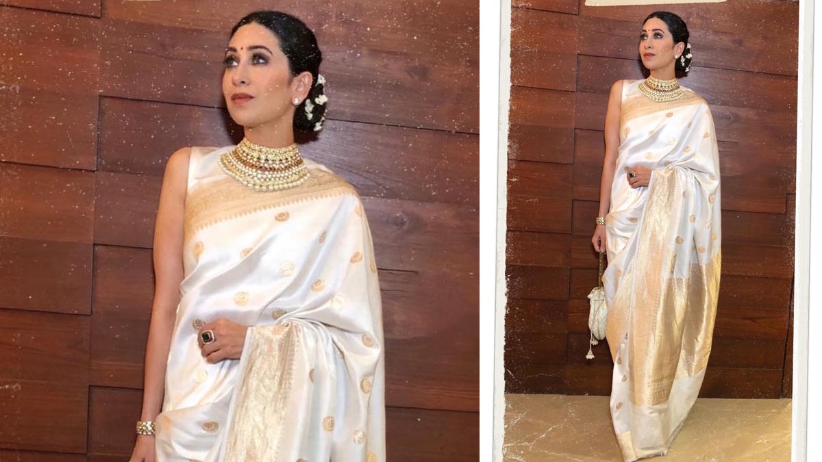 karishma white saree look