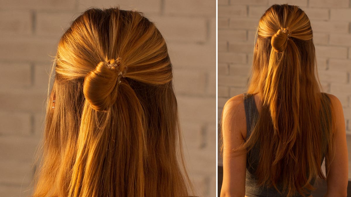 open hair with high bun hair tips