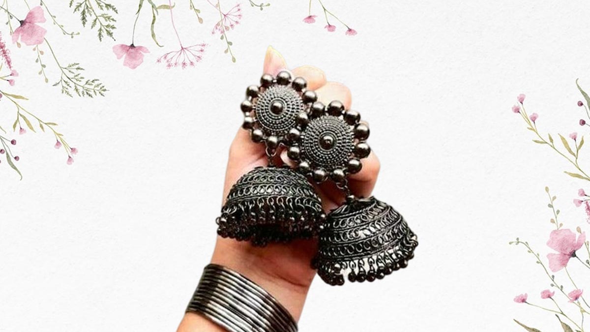 oxidised jhumkha for karwachauth