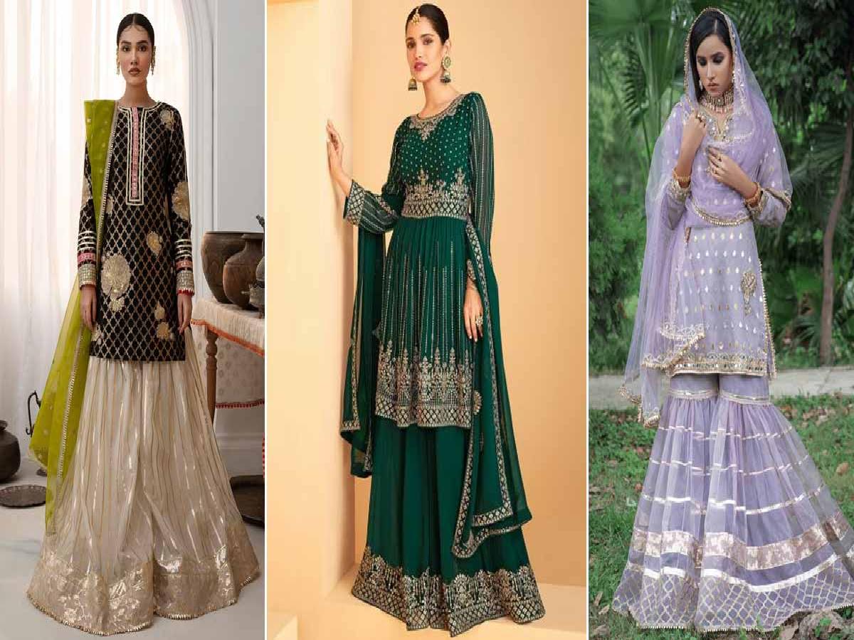 Sharara Kurta Designs|शरारा कुर्ते के नए डिजाइंस देखें| Pakistani Fashion- पाकिस्तानी शरारा कुर्ते के इन नए डिजाइंस को करें ट्राई, नहीं हटेगी आपके ऊपर  से किसी ...