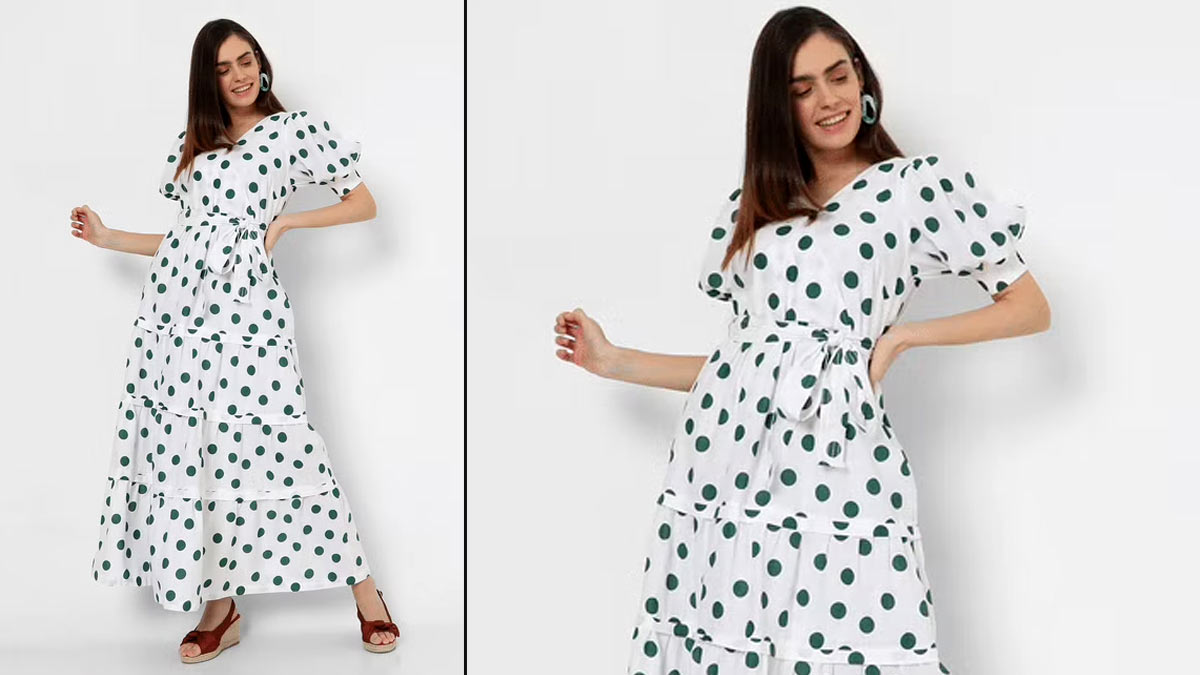 पोल्का डॉट मैक्सी ड्रेस polka dot maxi dress