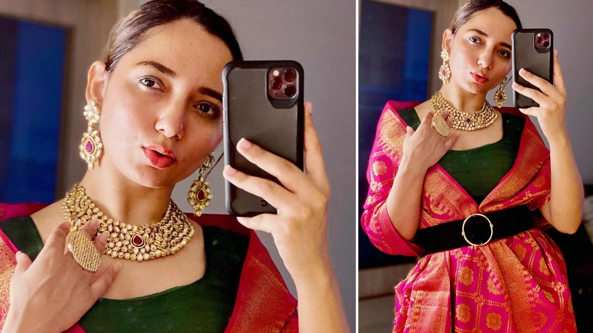 shrug style dupatta draping