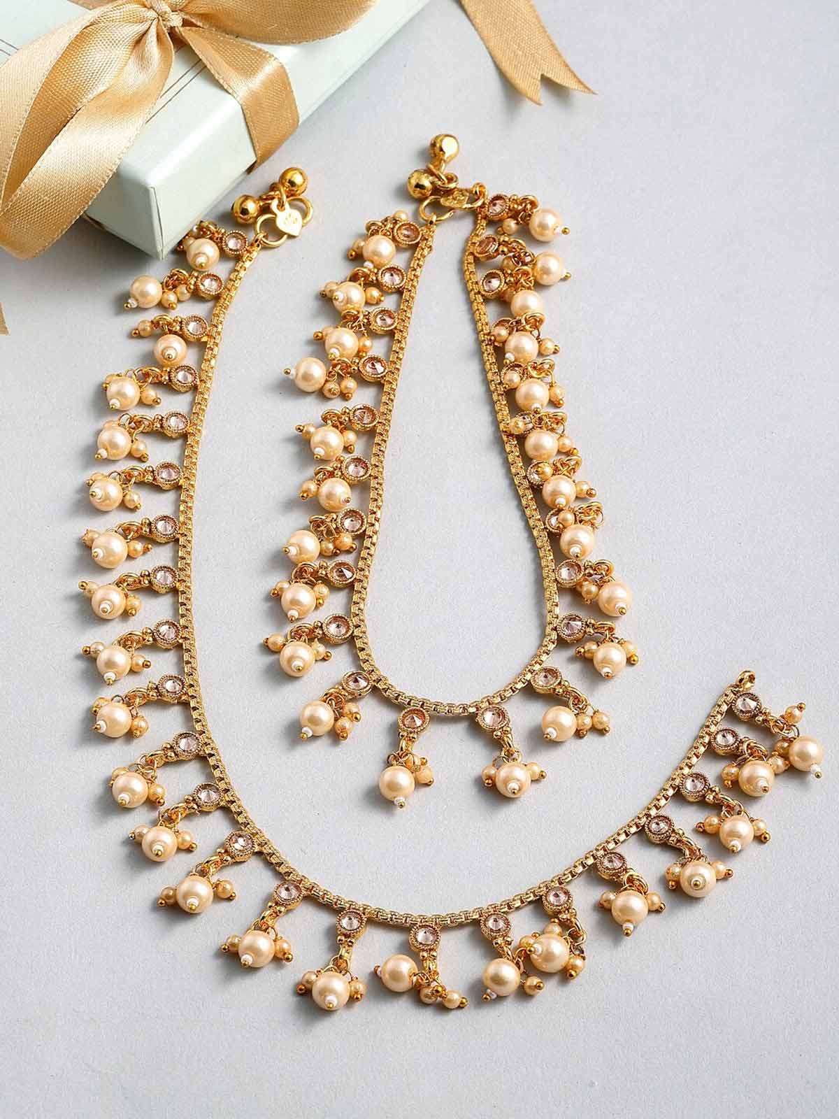 gold pleated anklet