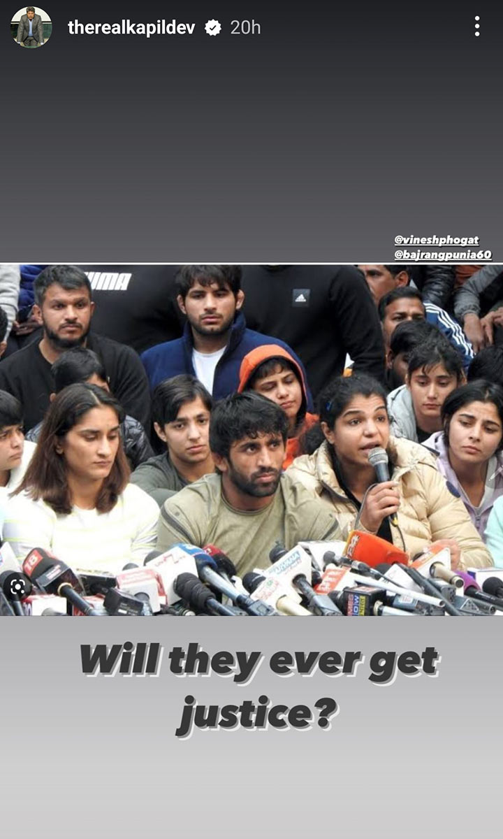 kapil dev support wrestler protesting