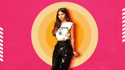 Suhana Khan paired her crewneck T-shirt with black trousers in