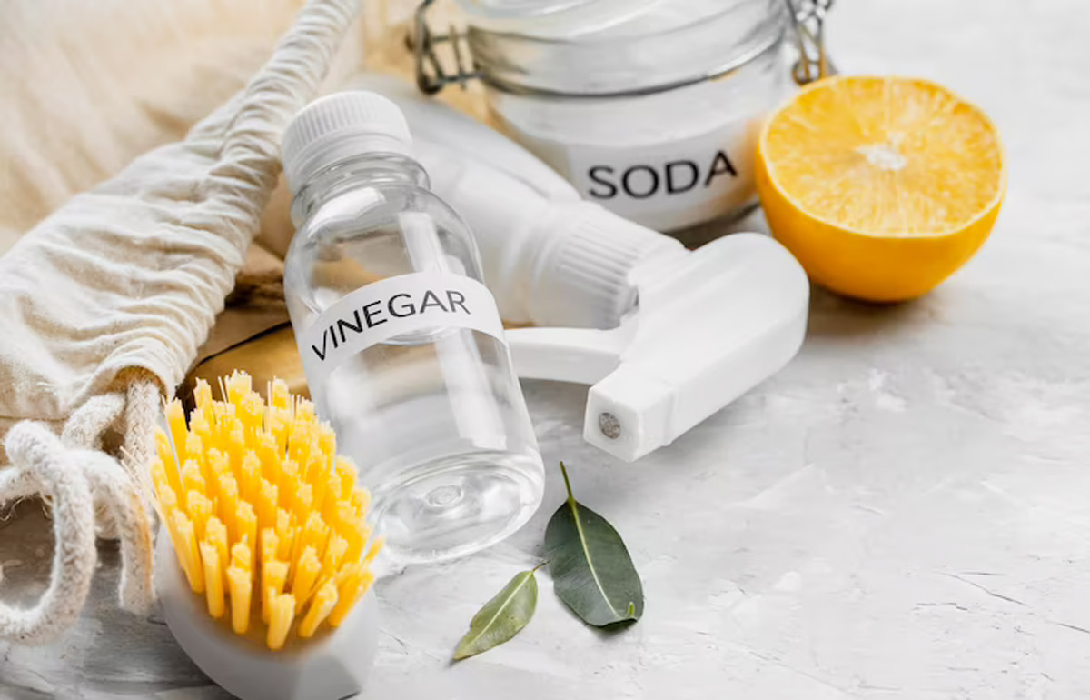 vinegar salt  clean kitchen wood cabinets