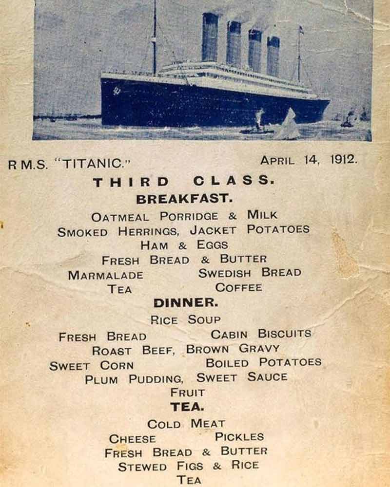what was the titanic menu