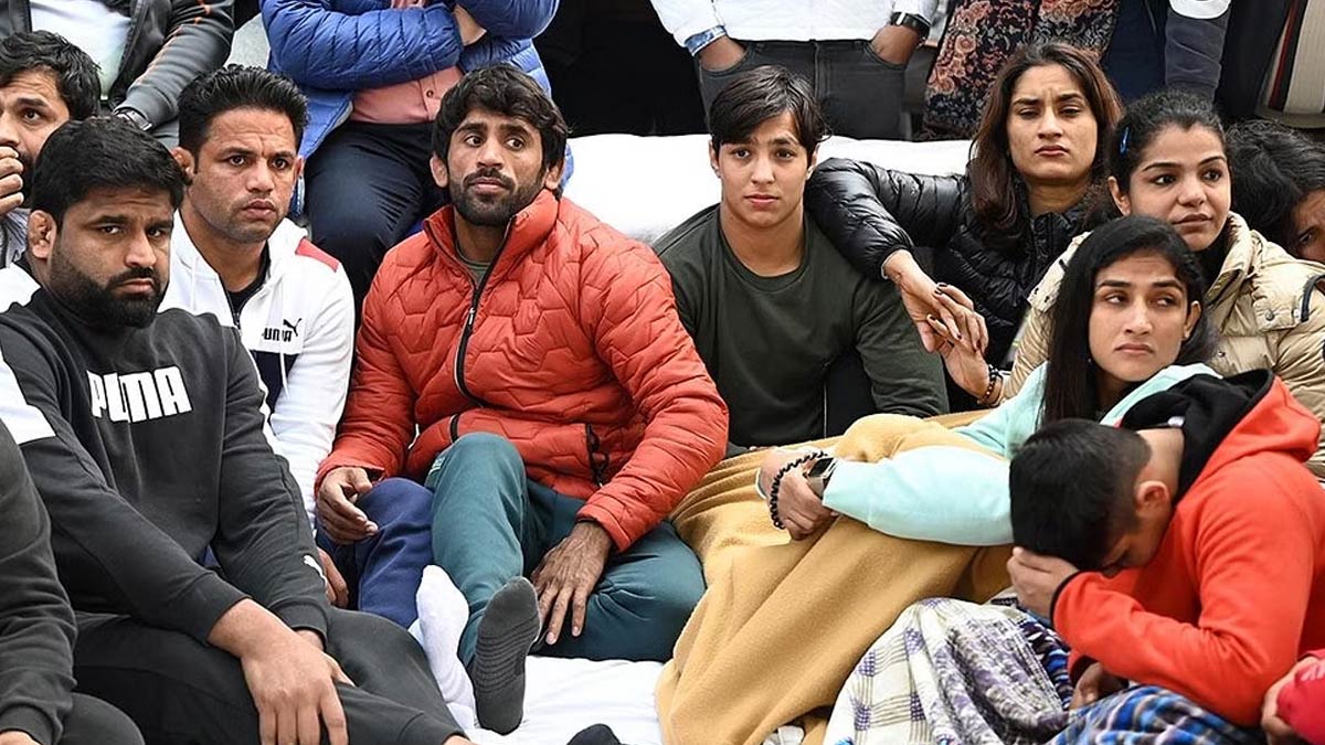 wrestler protest in jantar mantar