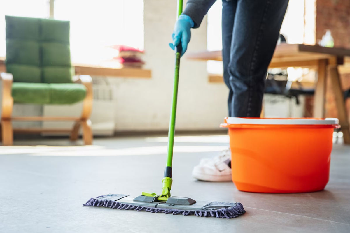 clean floor with ac water