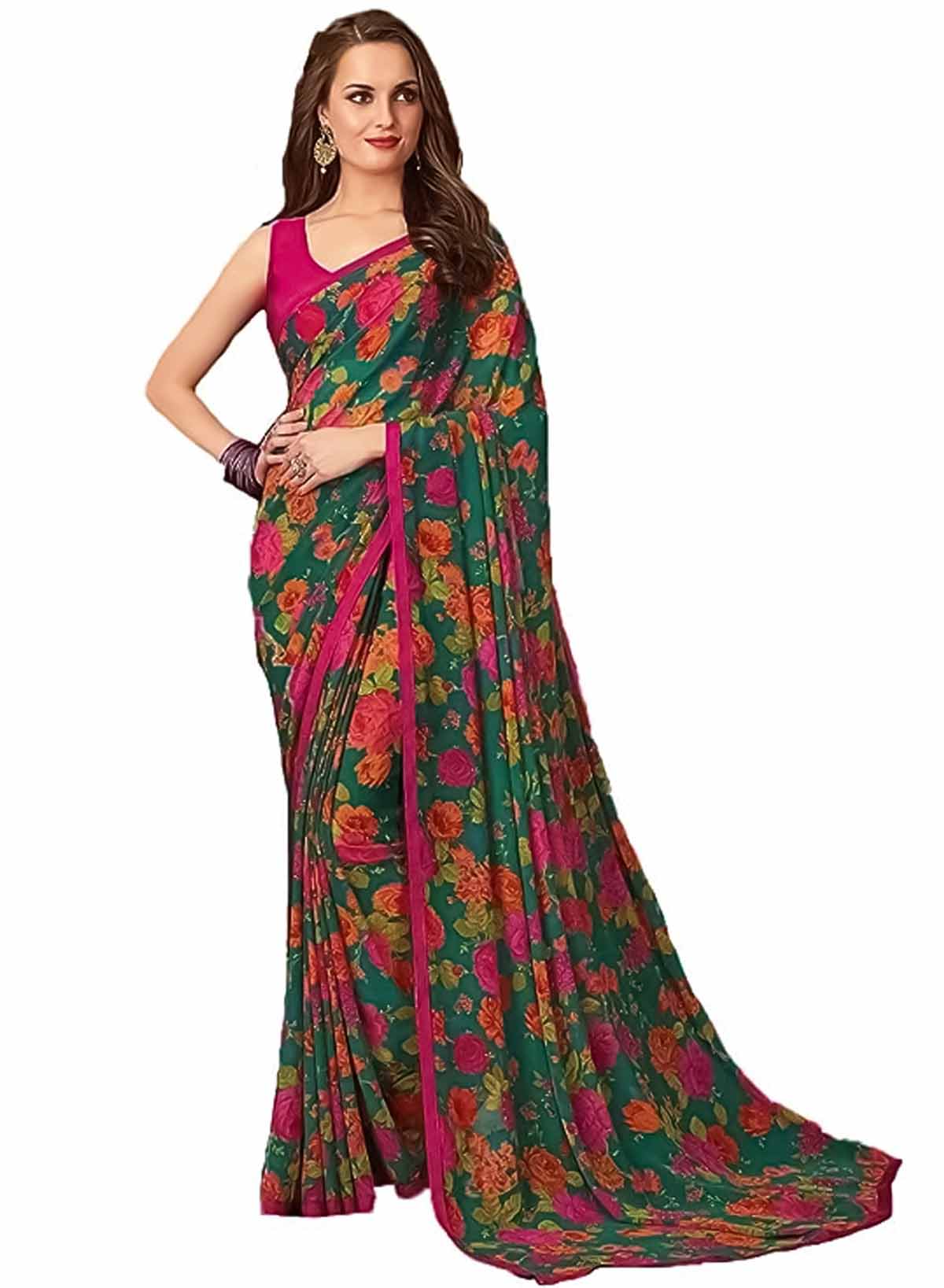 floral work  saree under  rs