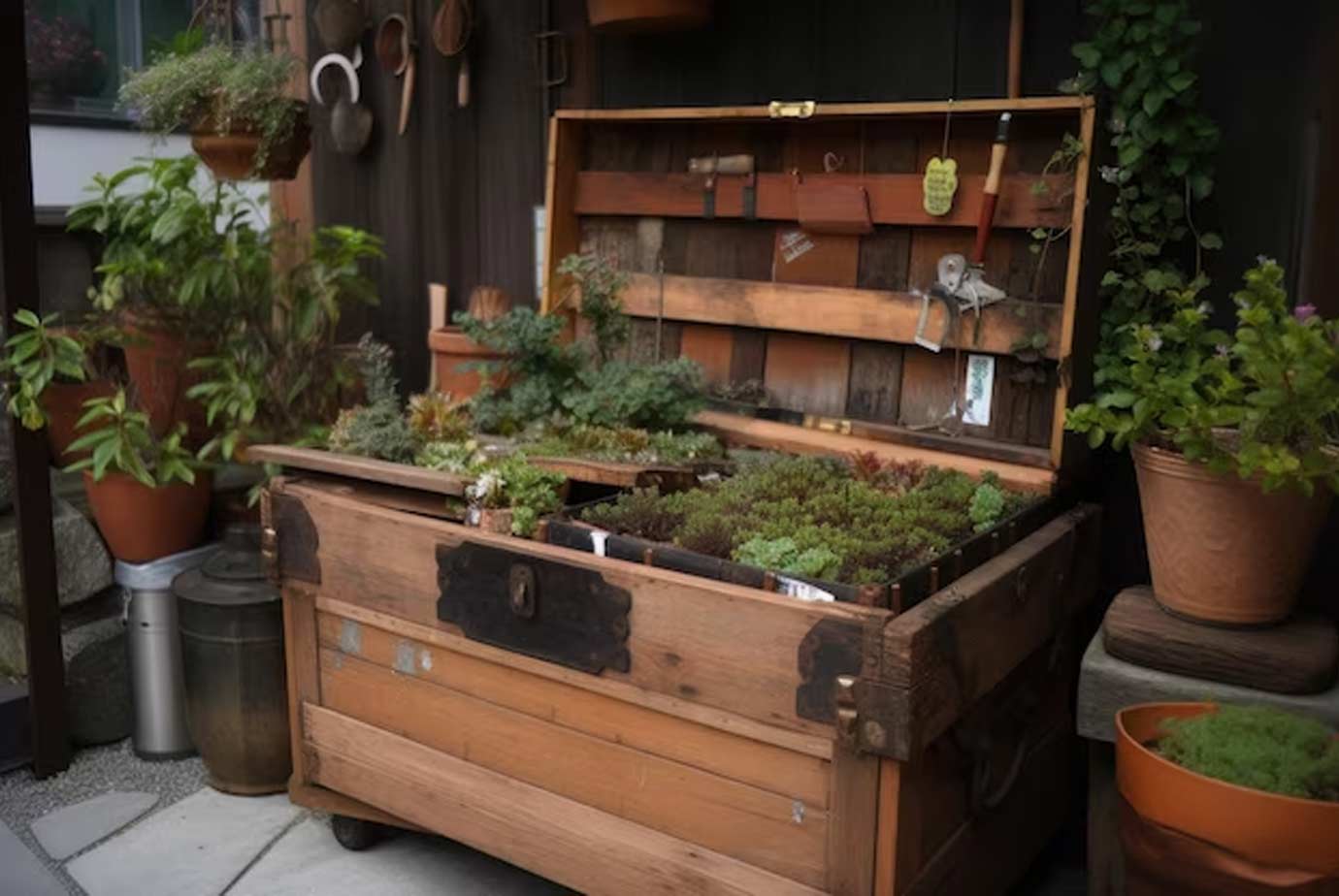 how do you use old furniture for plants