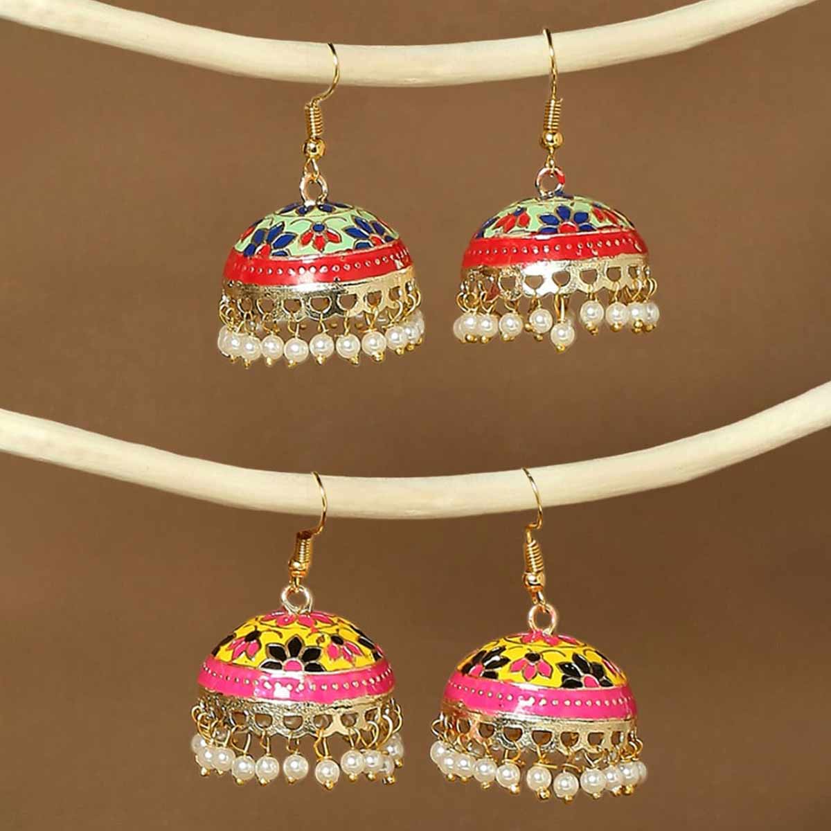 meenakari jhumka earrings