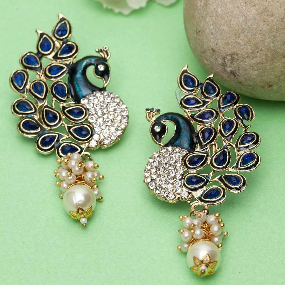 meenakari peacock shape earrings