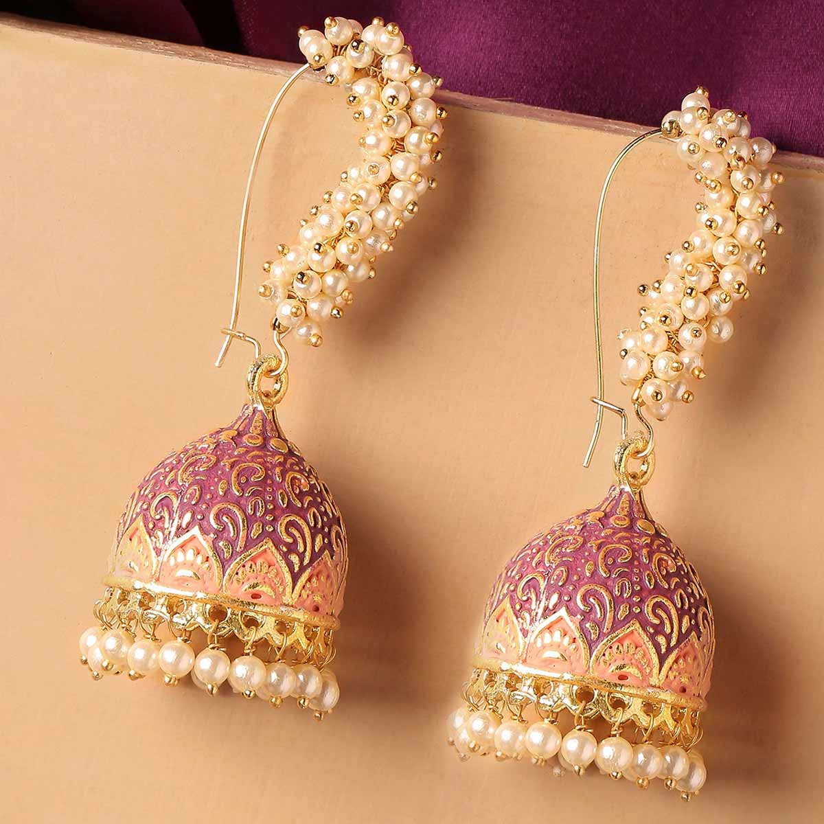 meenakari peral earrings