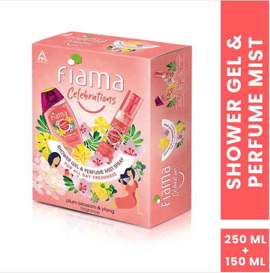 Fiama's all new Gift Pack  The Combo pack, Happy Naturals Plum blossom and ylang shower gel & Perfume mist.