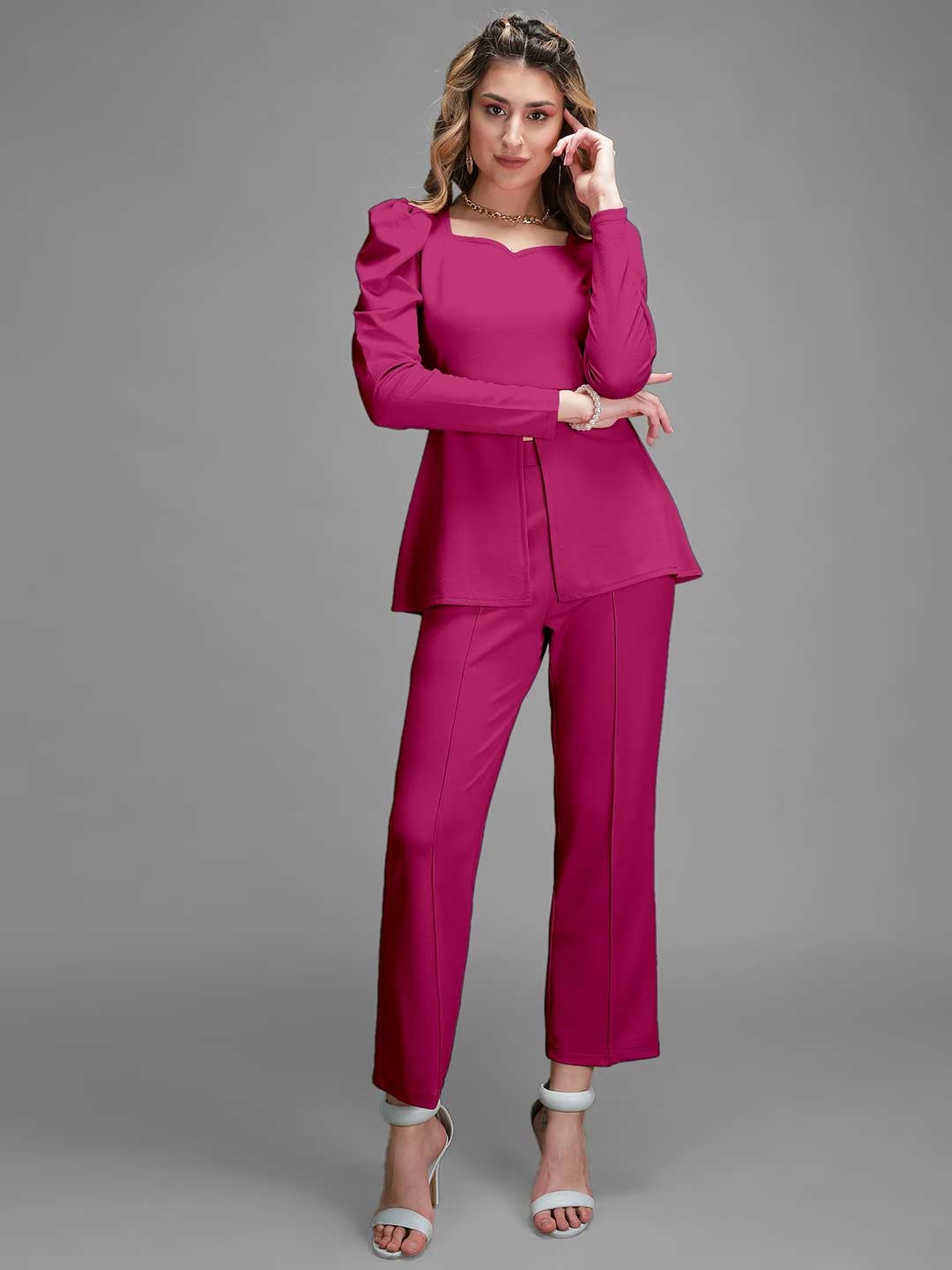 Slit cut top with trouser