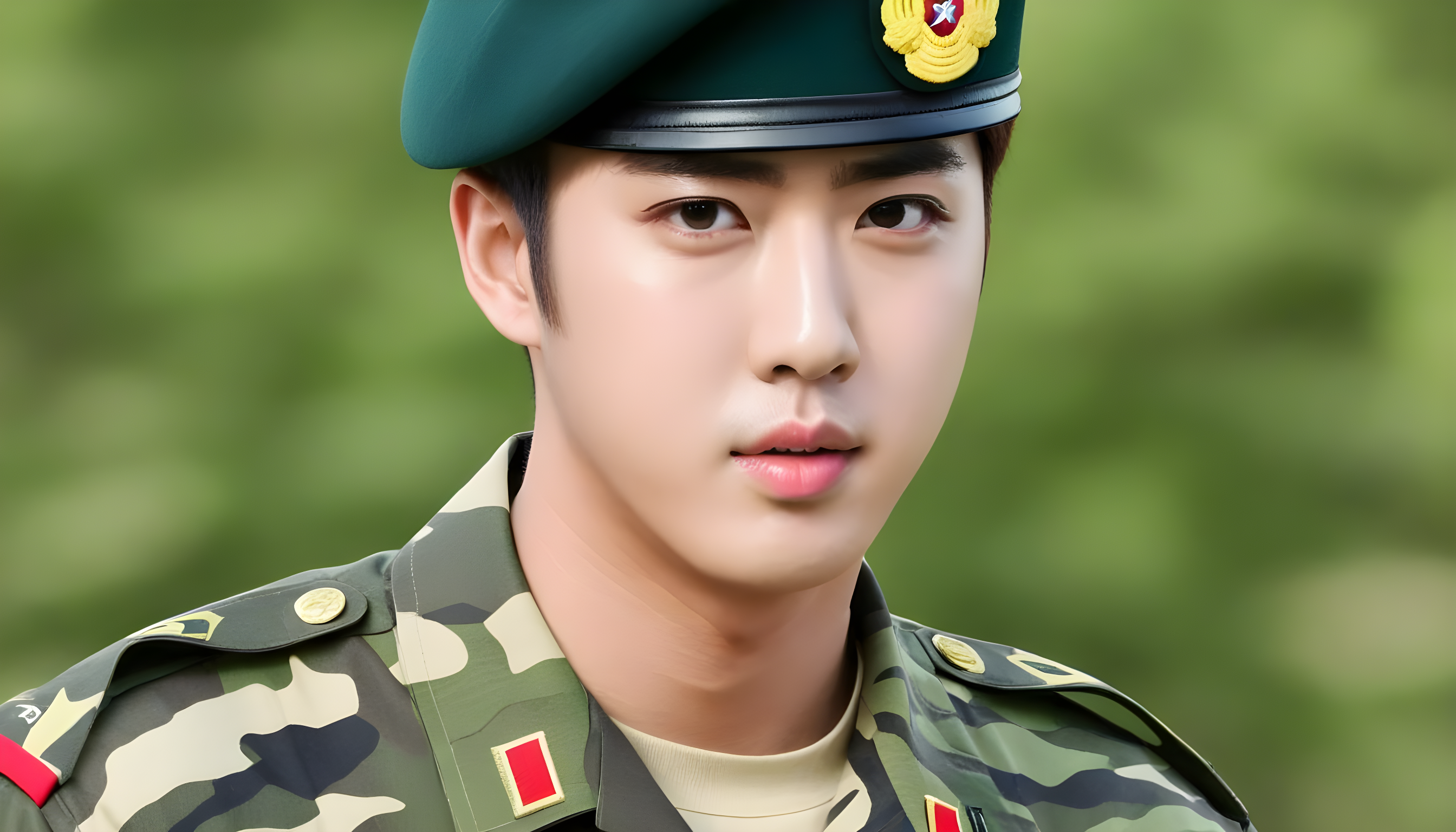 bts member jin in army uniform 