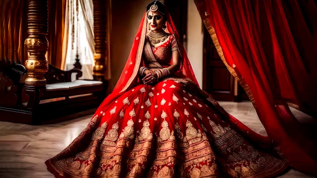 Indian Brides In Gold Wedding Lehengas That Made a WOW Impression - Wish N  Wed