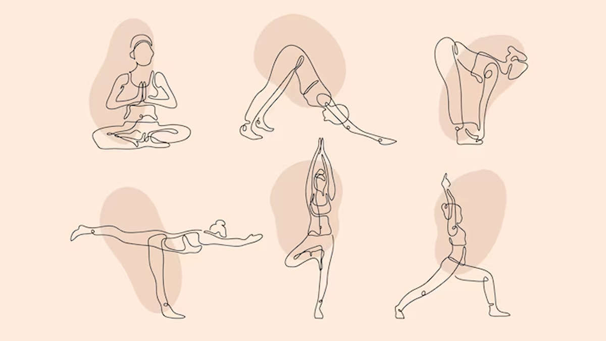 Woman Yoga Poses Illustration Set Graphic by peterdraw · Creative Fabrica