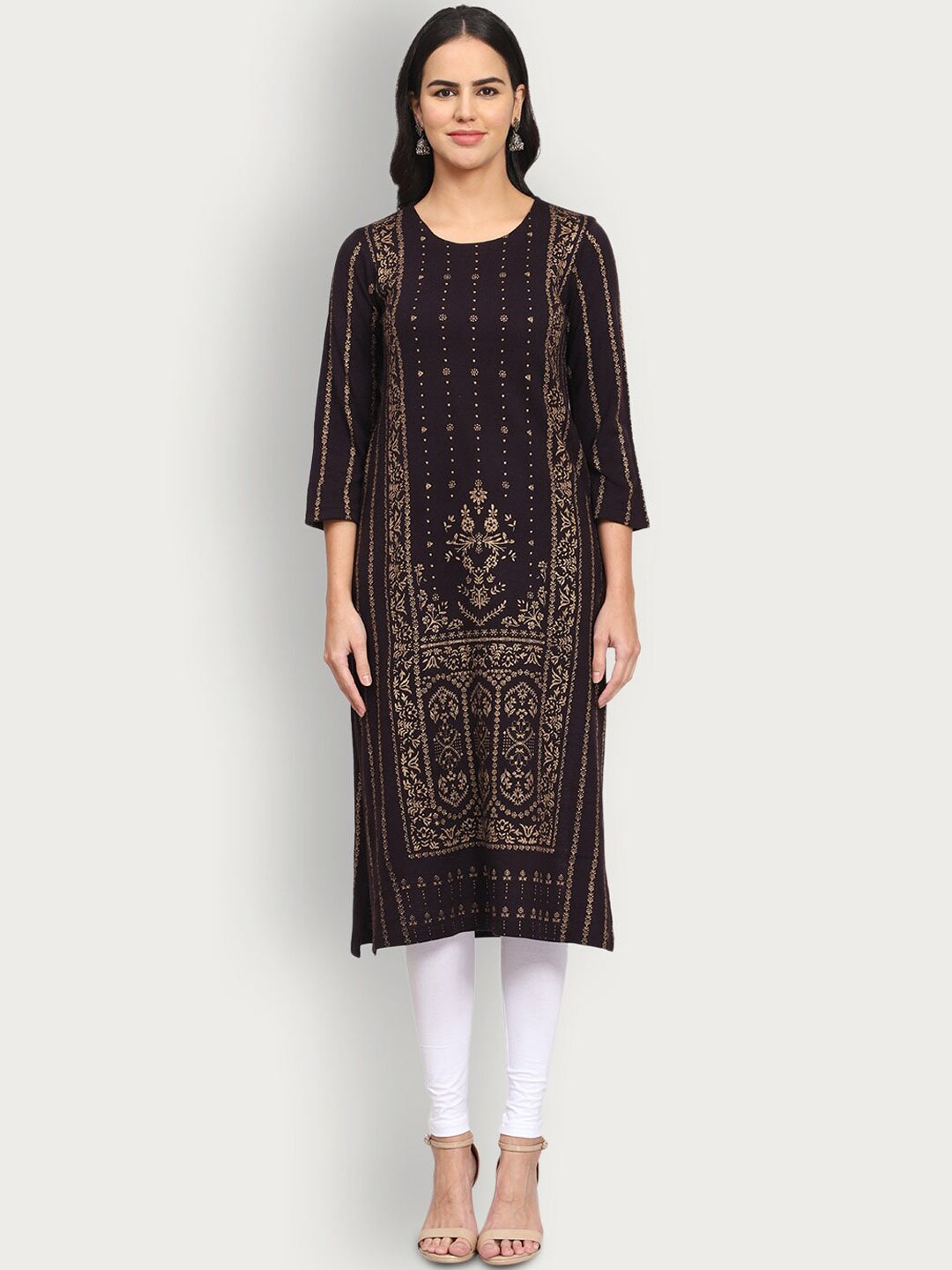 printed woolen kurti