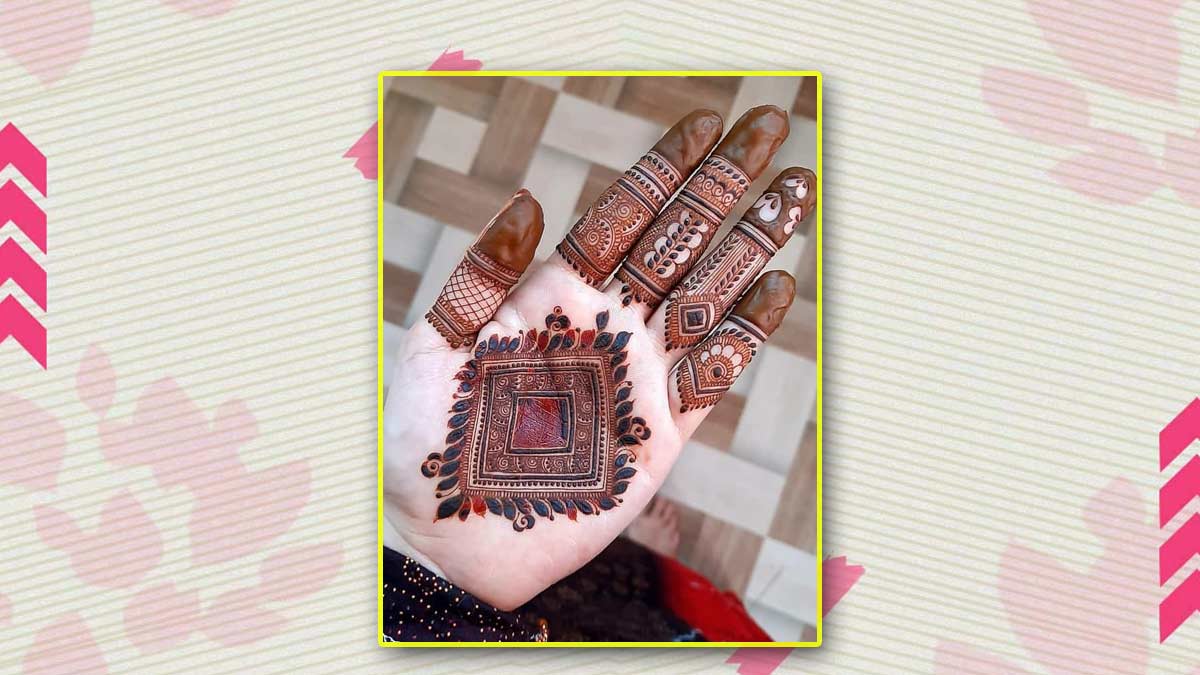 Simple and square henna design. | Hand henna, Henna hand tattoo, Henna  design