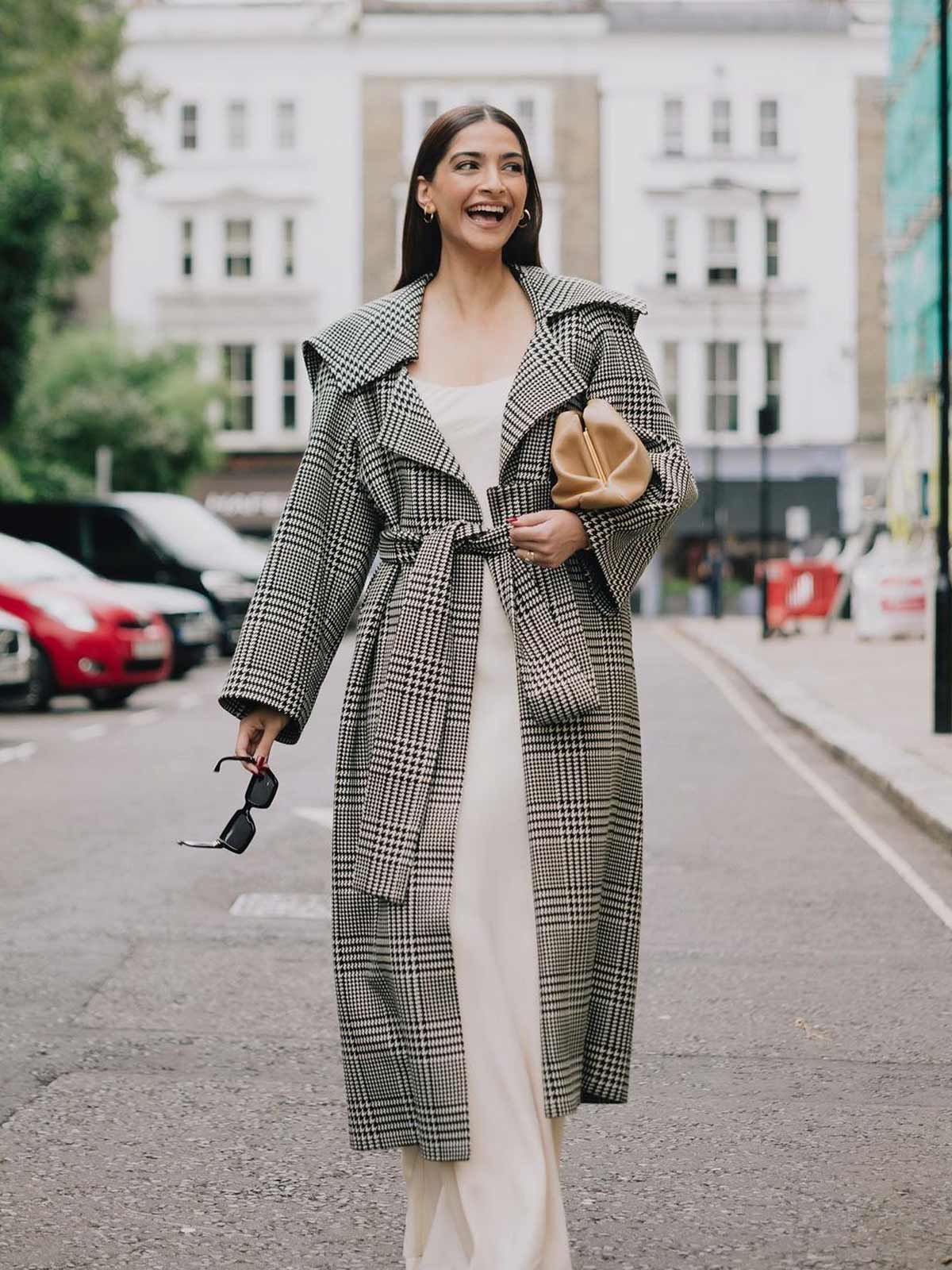 Plaid Trench Coat 