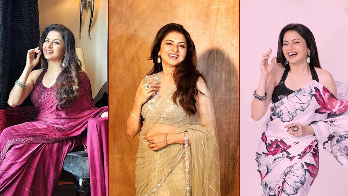 Bhagyashree Fashion | भाग्यश्री के साड़ी लुक्स | Saree Ke Latest Designs | bhagyashree saree looks for 50 plus | HerZindagi