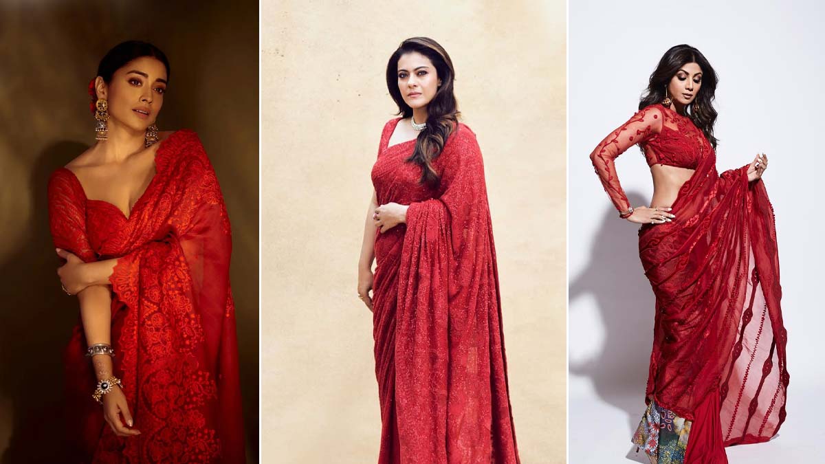 bollywood actress in red saree look pics