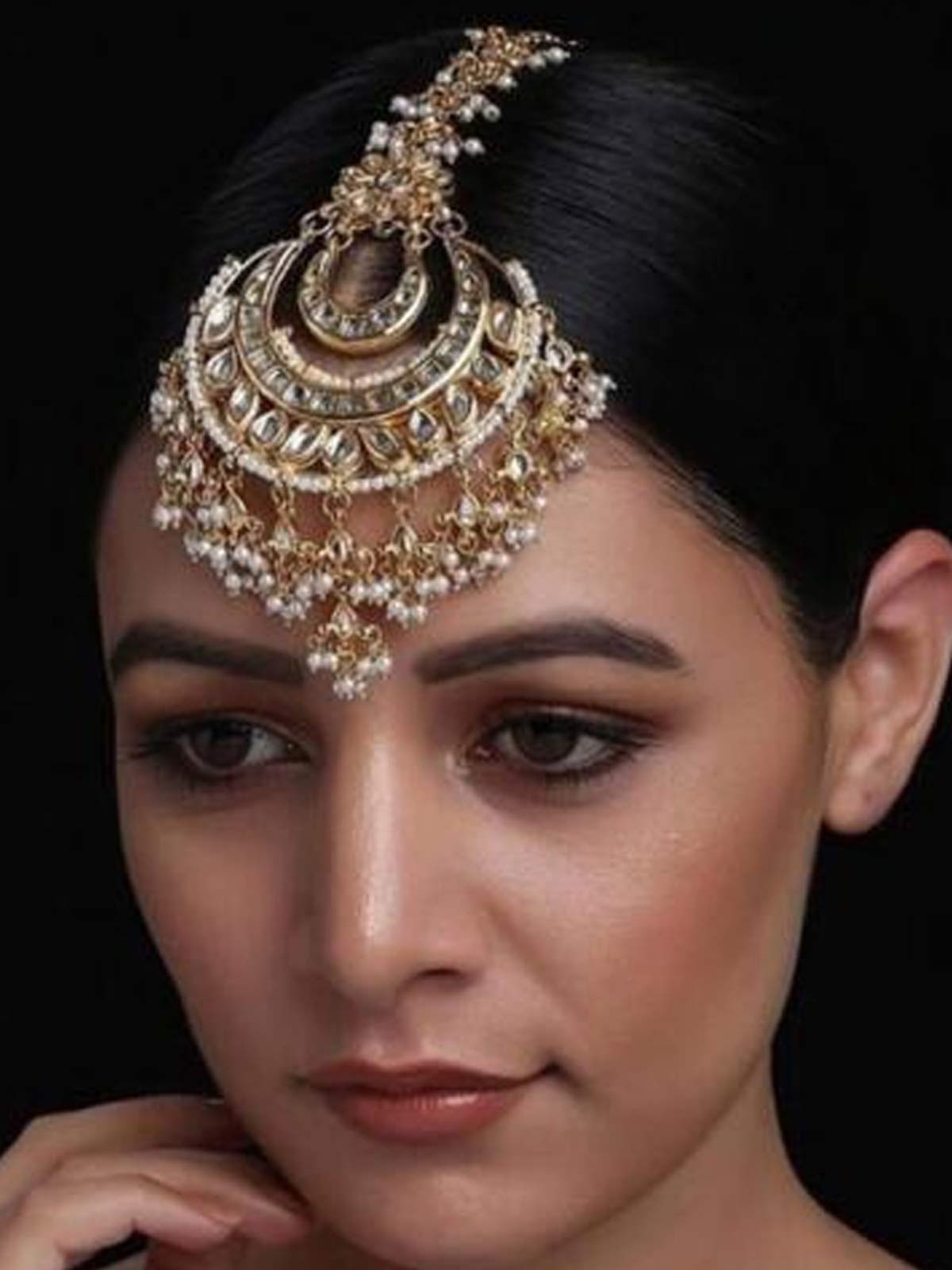 kundan stone maang tika designs