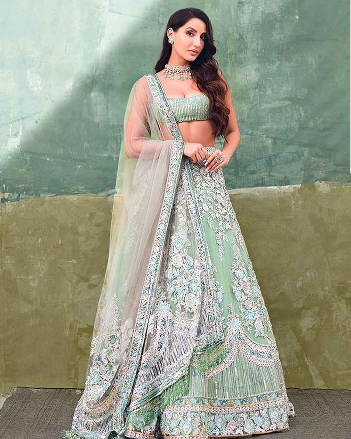 nora fatehi wearing lehenga
