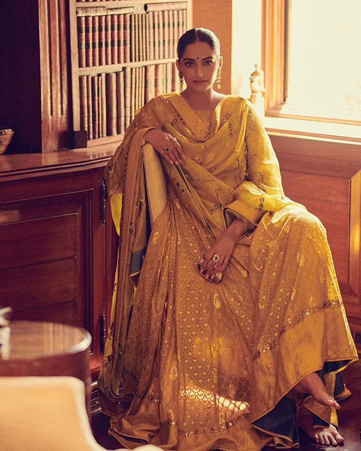sonam kapoor in yellow suit