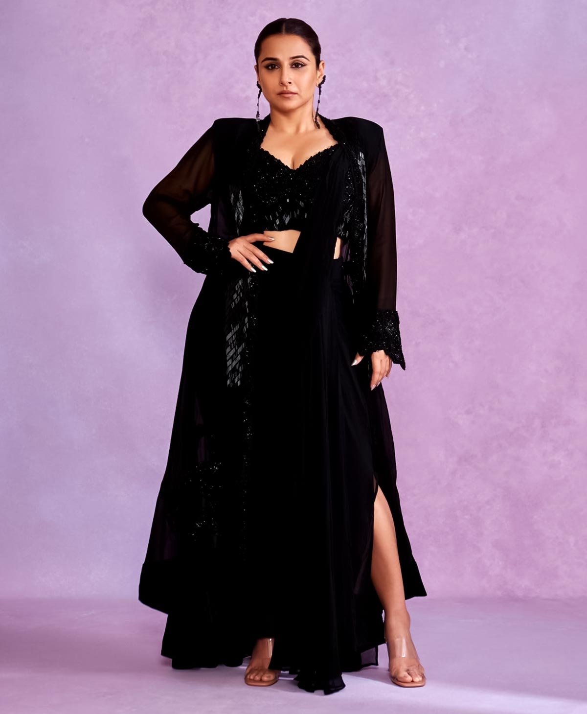 vidya balan black saree