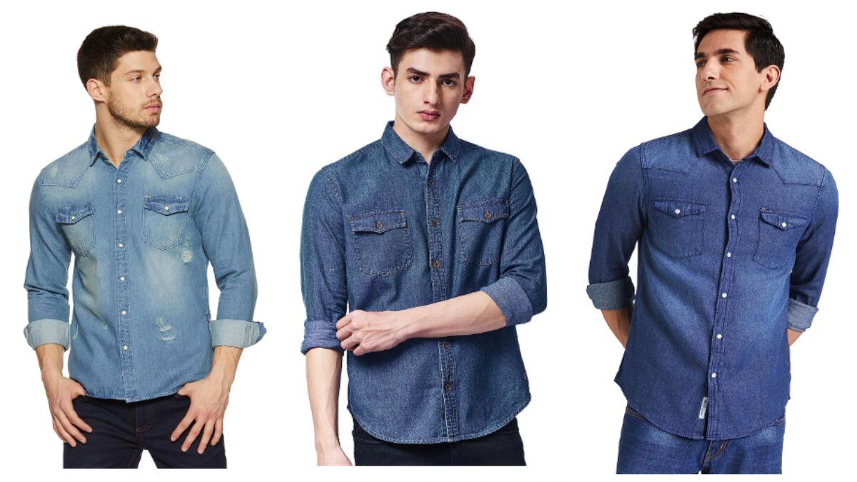 Men's Indigo Denim Shirt - Comfort Fit Double Pocket