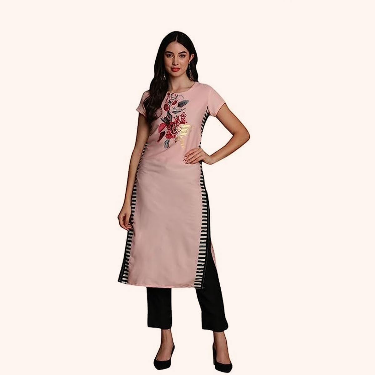 floral neck kurti