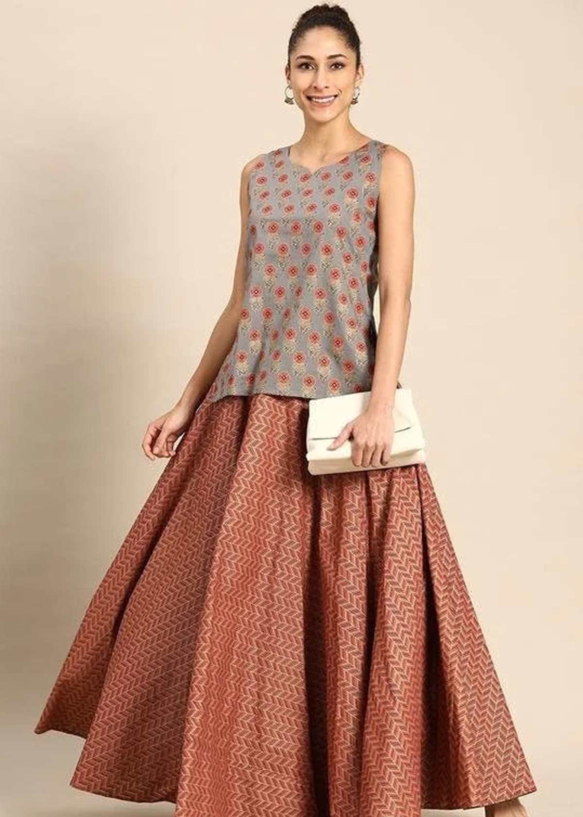 how to style kurti with skirt