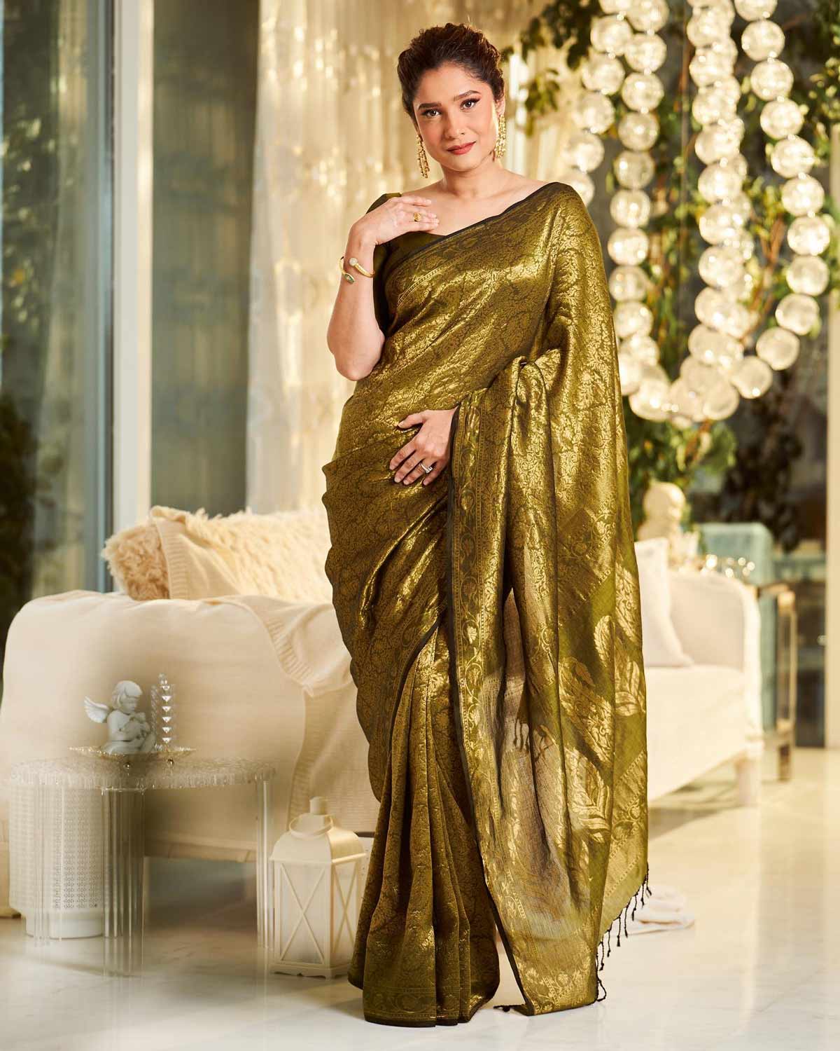 silk green saree